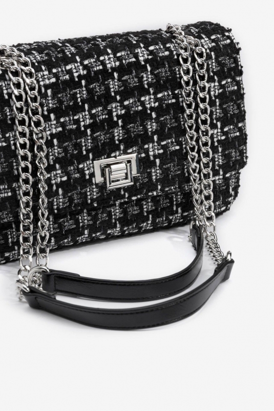 BOLSO TWEED BLANCO Y NEGRO